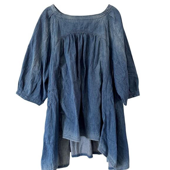FREE PEOPLE Memories Of You Denim Tunic Top Size Medium NWT - Picture 4 of 9